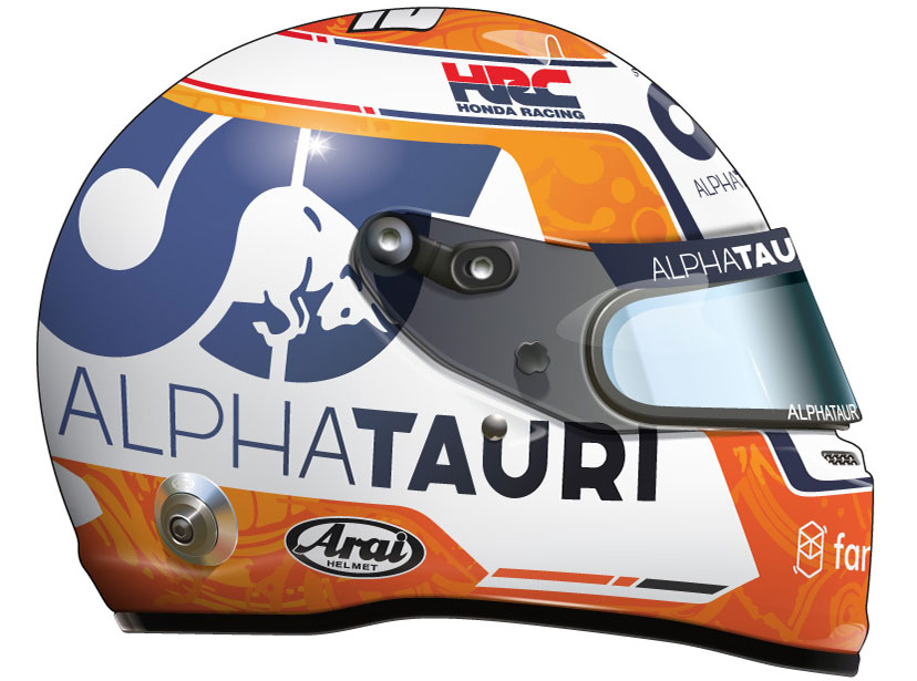 Casque d'Yuki Tsunoda